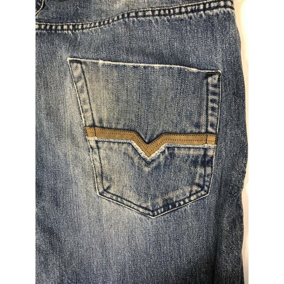 Diesel Industry Zhavee Mens 33x29 Blue Denim Jeans Button Fly Straight Leg - Picture 2 of 11
